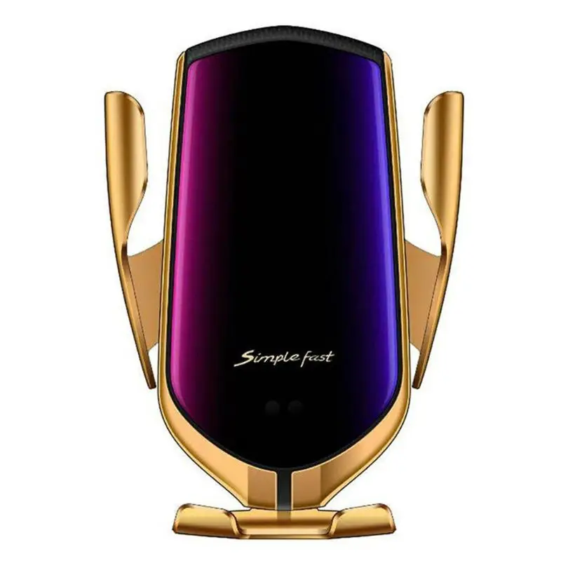 Gold Умная Автоматическая обновленная версия R2, инфракрасный датчик, автомобильный держатель телефона, зажимное вентиляционное отверстие, 10 Вт, быстрая зарядка, беспроводные зарядные устройства - Цвет: Gold