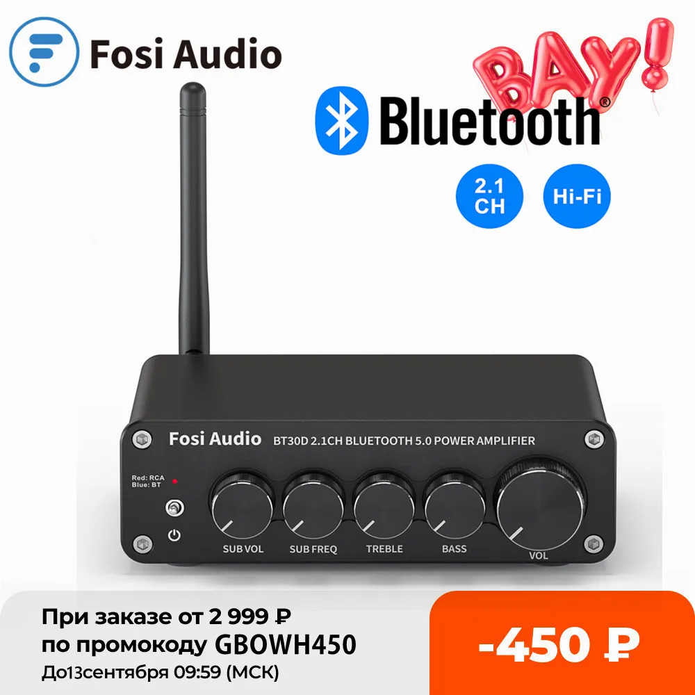 

2020 Newest Fosi Audio BT30D Bluetooth Sound Power Amplifier 2.1 Channel Bass & Treble Control Amp Audio Subwoofer 100W + 50W x2