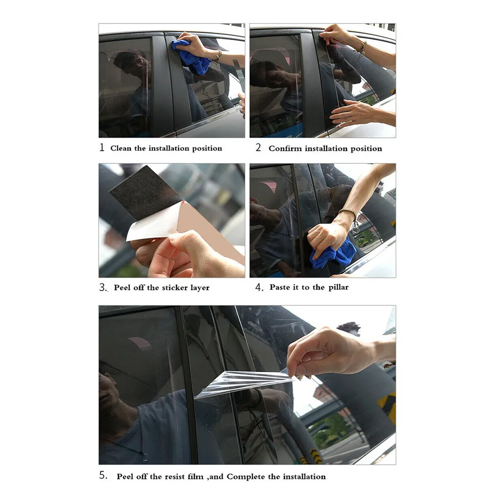 

Fit For Hyundai Sonata 2015-2019 6pcs Center BC Column Stickers Black Pillar PostsDoor Trim Mirror Effect Window Pillar Posts