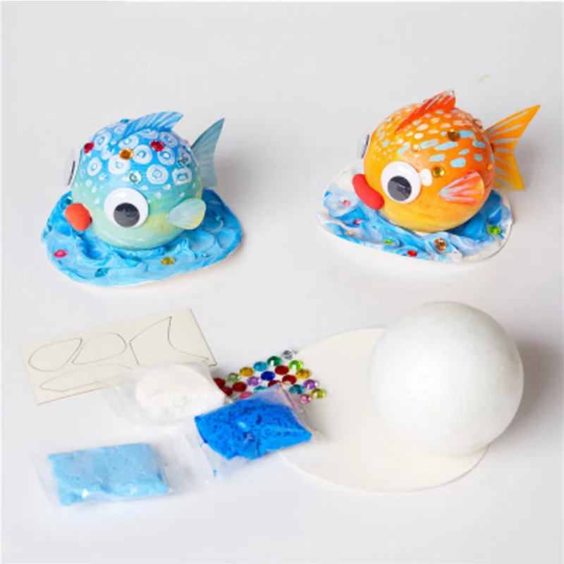 

DIY Bubble Fish Toys For Children Foam Ball Painting Drawing Set Kindergarten Art Kids Craft Educational Toys Birthday Gifts