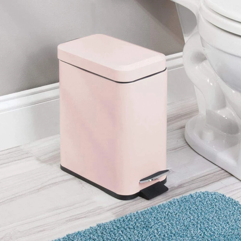 

Gallon Rectangular Slim Profile Steel Step Trash Can Wastebasket, Garbage Container Bin for Bathroom, Powder Room