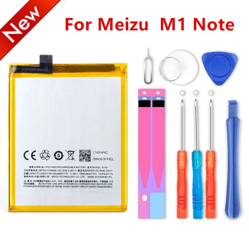 

High quality 3100mAh BT42 Battery For Meizu Meizy M1 Note +tools