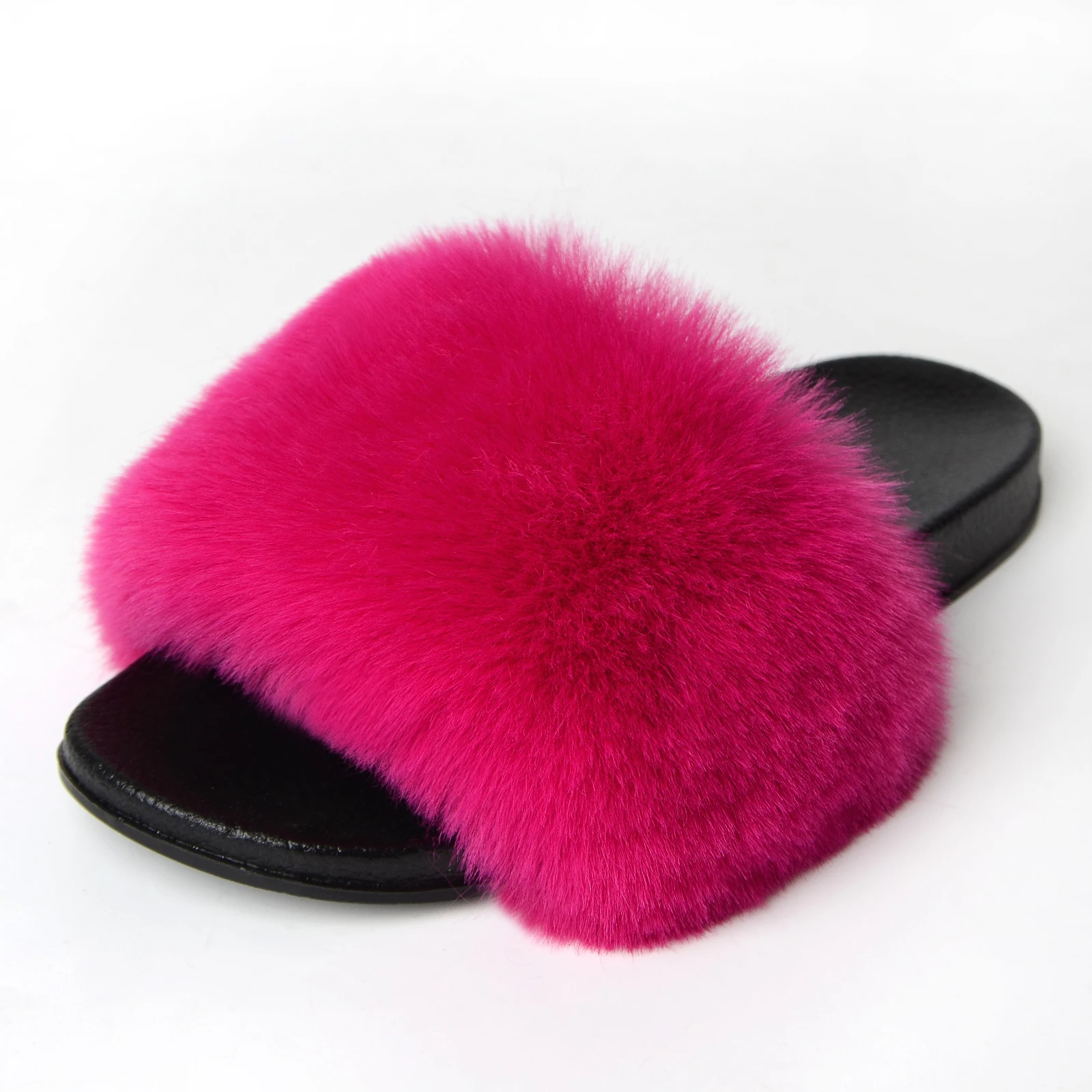 

2021 Fluffy Summer Slippers Beach Faux Fur Slippers Luxury Fuzzy Slides Indoor Soft-Soled Furry Slippers for Women Beach Sandals