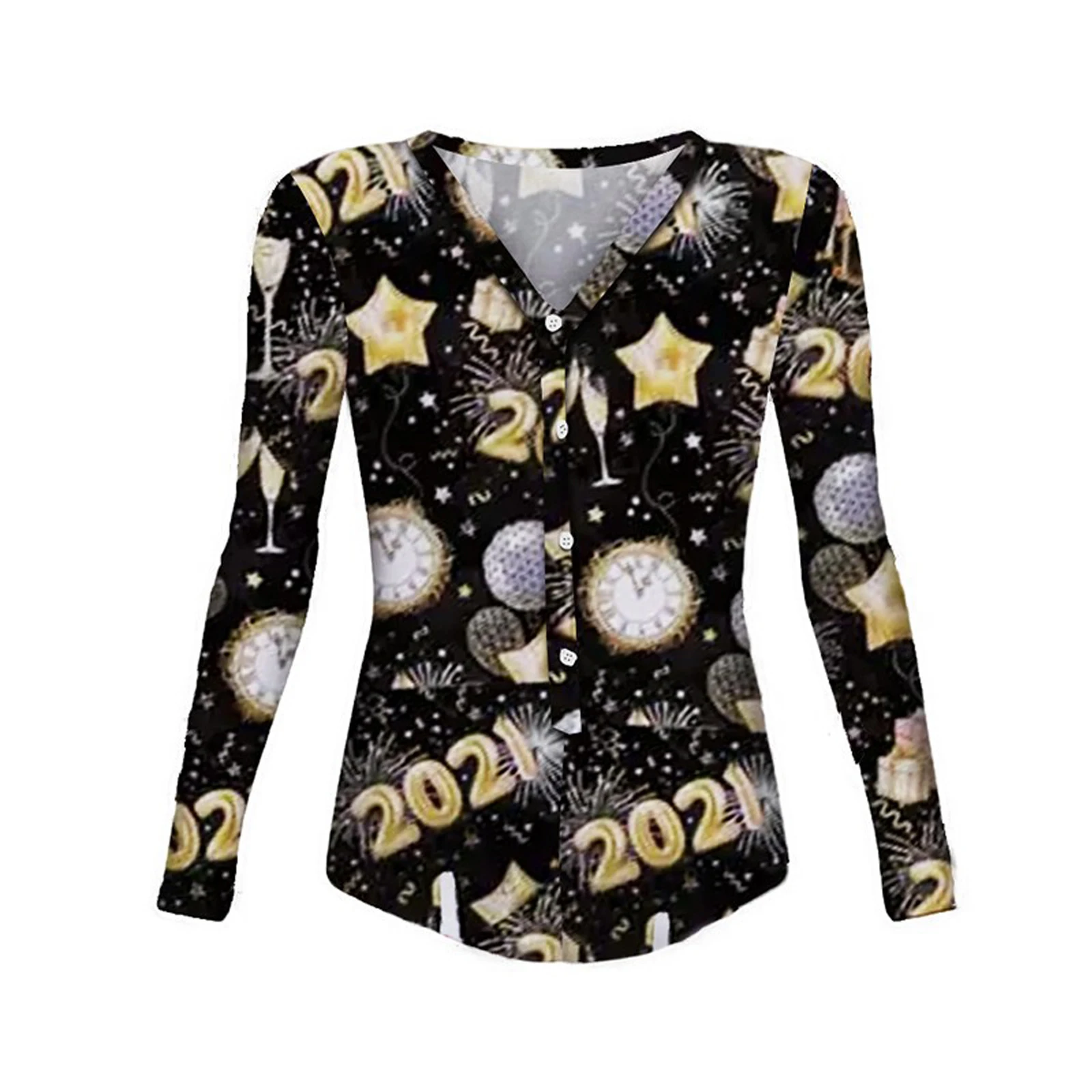 

Women Sexy Printed Romper Adults Casual Long Sleeve V-neck Button Down Playsuit Jumpsuit 2021 New Fashion