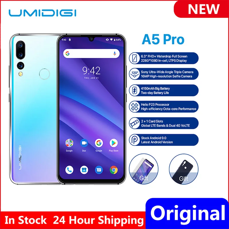 Смартфон UMIDIGI A5 PRO 6 3'' 4+32 ГБ восьмиядерный процессор Helio P23 аккумулятор 4150