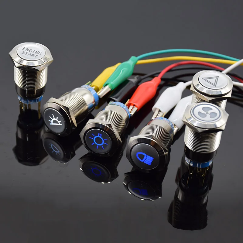 Металлический кнопочный переключатель 19 мм самоблокирующийся окисляющий черный