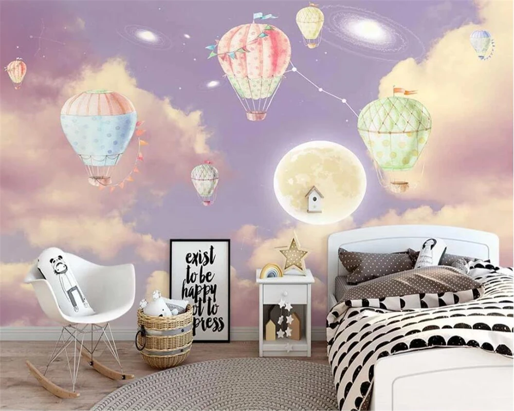 Новый скандинавский Фэнтези звездное небо воздушный шар Дети Принцесса фон обои