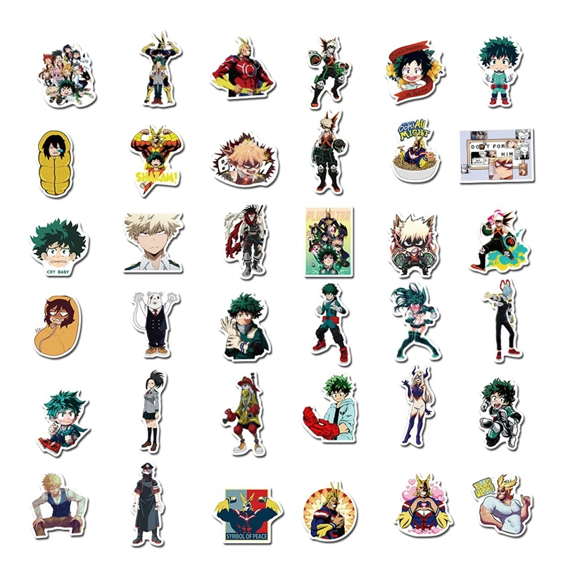 

100Pcs My Hero Academia Stickers Laptop Skateboard Suitcase Anime Character Stiker Skateboard Decals Guitar Luggage Kids Sticker