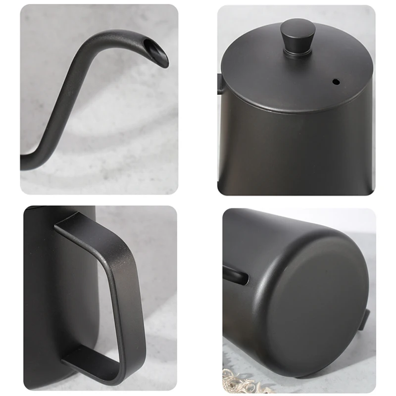

Kettle Coffee Tea Pot With Lid Non-Stick Food Grade Stainless Steel Gooseneck Drip Kettle Swan Neck Thin Mouth Stainless Steel