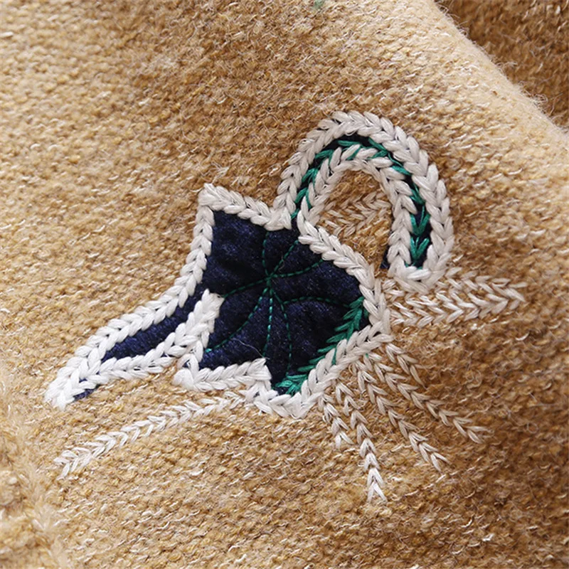 

Autumn Winter Fashion Women Sweater Long Cardigan Coat Embroidery Pocket V-Neck Knitting Sweter Cardigans Female Loose Sweaters