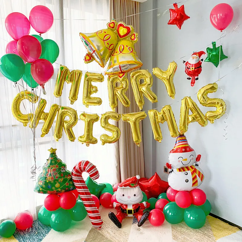 

16inch Merry Christmas Letter Inflating Balloons Gold/ Silver/ Rose Gold Banner Foil Balloon Navidad Noel Natal Party Decoration