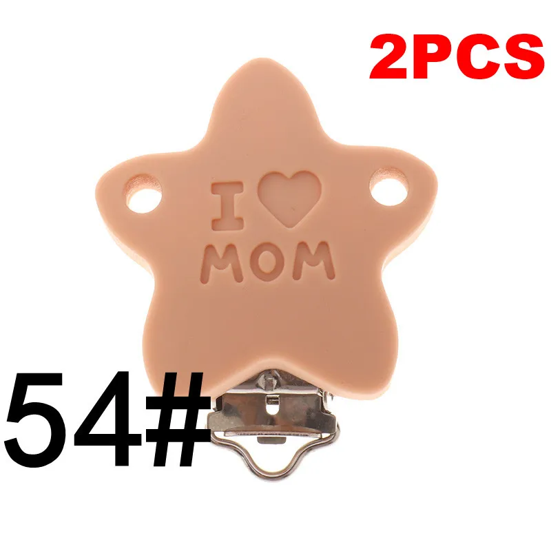 Mom-54 Peachy Fkisbox 2pcs Mouse Pacifier Clip Silicone Bead Baby Teether& Plastic Teething Accessories Nipple Clasps Toy DIY Round Koala - Цвет: Mom-54 Peachy