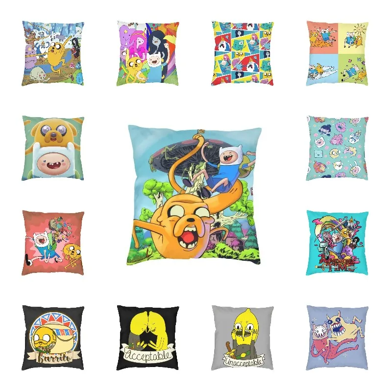 

Cartoon Animation Movie Adventure Time Throw Pillow Covers Decoration Cute Cushions for Sofa Square Pillowcase