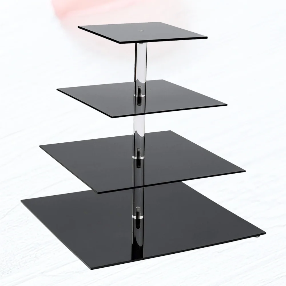 

4 Layers Square Acrylic Cake Stand Cupcake Holder Shelf Stackable Detachable Wedding Birthday Party Cup Cake Display Holder