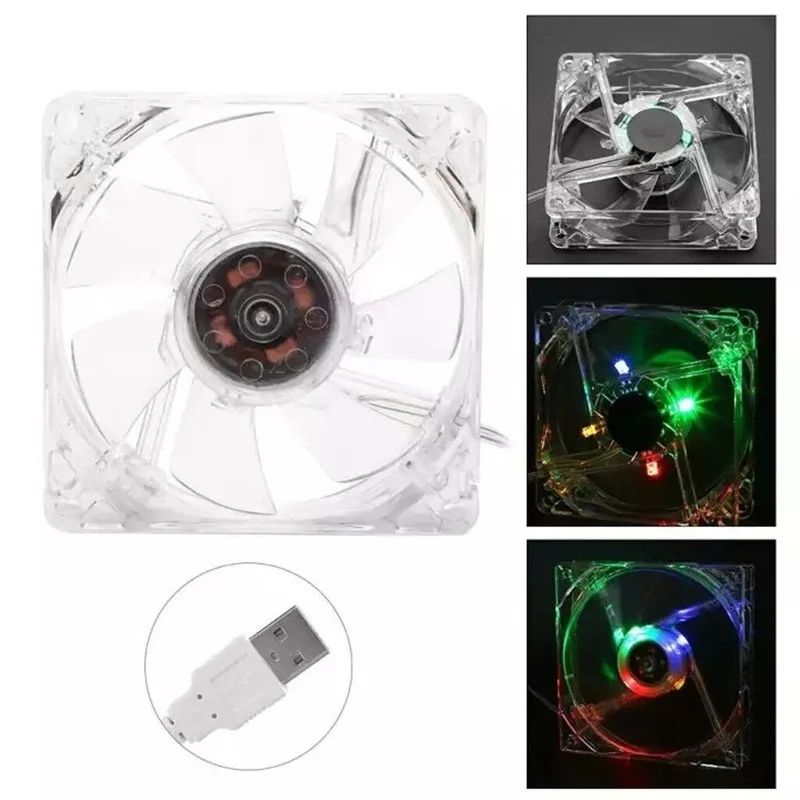 

8cm USB Colorful Light Transparent Cooling Fan 5V CPU Cooling Fan for PC Computer USB Colorful Light Transparent Cooling