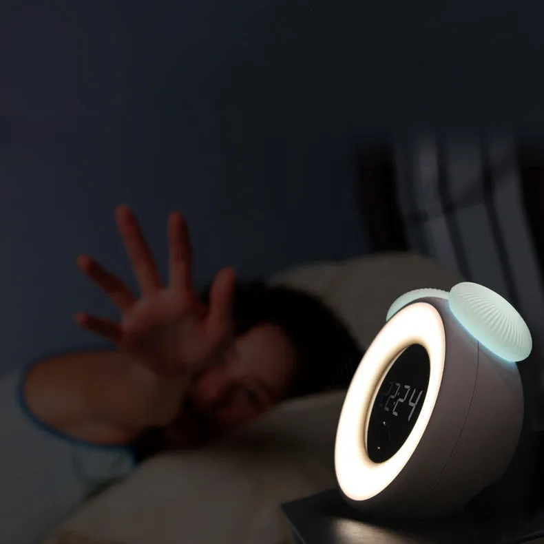 

LED Digital Alarm Clock Smart Silent Radio Electronic Small Backlit Intelligent Sensor Children Cute Charging Night Sleep Light