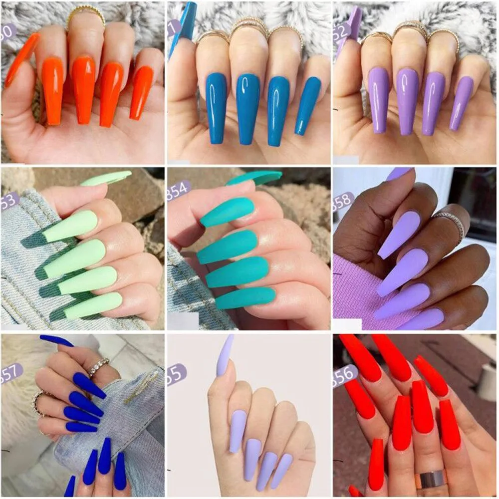 

Super Long Fake Nails Coffin Glossy Artificial Plastics Impress Press On Nails False Girls Ballerina full cover Fingernails Tips