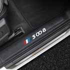 4 шт., защитные кожаные виниловые наклейки на пороги и двери из углеродного волокна для Peugeot 3008, 2012, 2015, 2017, 2018, 2019, автомобильные аксессуары