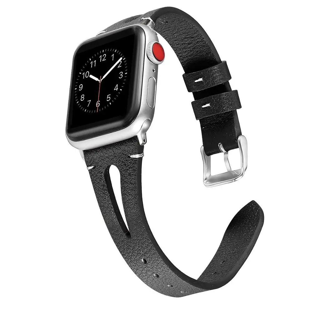Black 1 С цветочным узором ремешок для apple watch, ремешок 42 мм, 38 мм, ремешок для наручных часов iwatch, Версия 44 мм 40 мм Series 5/4/3/2/1 кожаный ремешок correa спортивный браслет - Цвет ремешка: Black 1