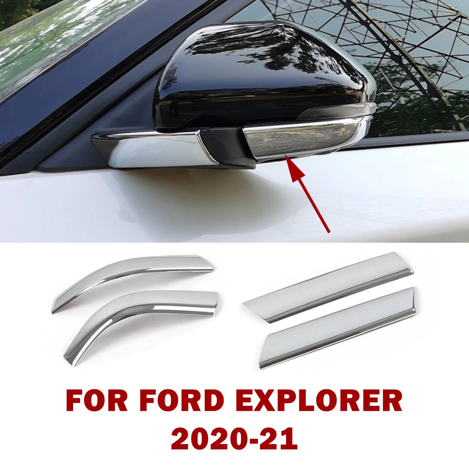 

Подходит для Ford Explorer 2020-2021 ABS Хромированная накладка на дверь Зеркала заднего вида Накладка для зеркала заднего вида защита от дождя