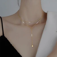 xiyanike 316l stainless steel 2 layer gold color ball necklaces vintage chain choker 2021 gift for women fashion party jewelry