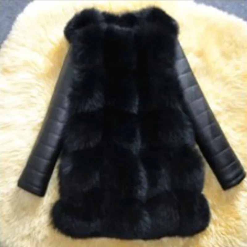 Faux Fox Fur Coats Women Winter Fashion Mid Long Warm Thick Jacket Luxury Female Black Fur  Women's Winter Fake Fur Coat