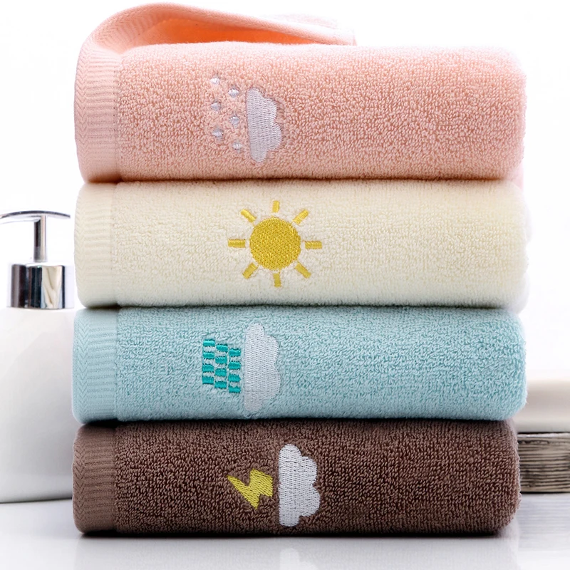 

Cute Weather Embroidery Cotton Towel Hotel carton Face Towel for kids for adult Towel Hand Student Gift Travel Sports Towels