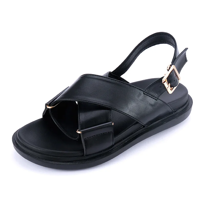 

Fashion Womens Shoes 2021 Flat Sandals Clogs With Heel Suit Female Beige Cross Luxury Without Thick New Girls Summer Low Gladiat
