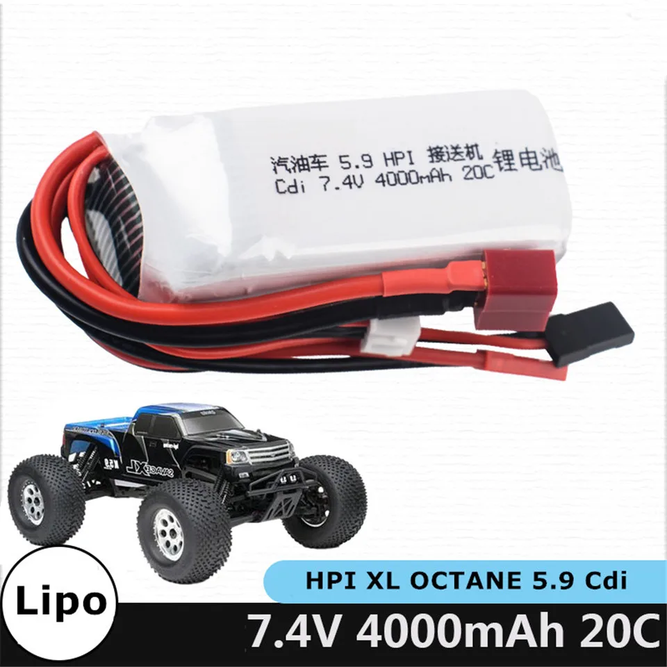 

2S Lipo 7,4 V 4000mAh 20C Cdi приемник литиевая батарея для HPI XL OCTANE бензин 5,9 1/8 Big Foot радиоуправляемая модель автомобиля запасные части