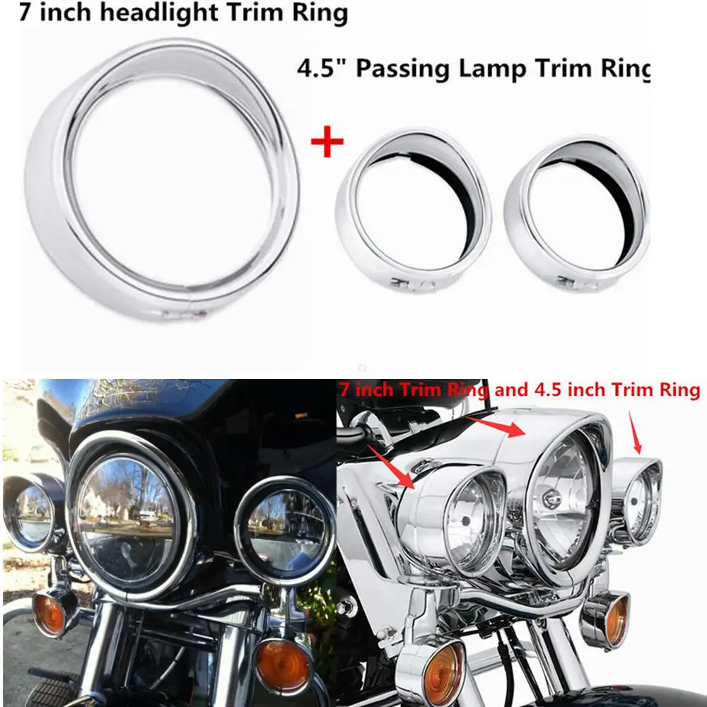 Хромированное налобное кольцо 7 дюймов для Harley &amp мотоцикла Touring Street Glide Road King Trikes