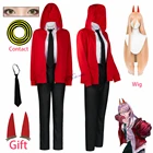 Парик ChainsawMan для косплея макима мощный для мужчин и женщин, костюм с красной курткой и дьявольскими рожками, униформа для хэллоуивечерние