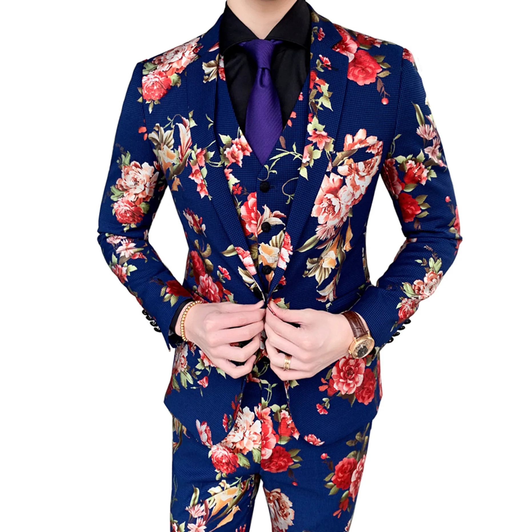 Мужской яркий дизайнерский блейзер с цветочным принтом высококачественный
