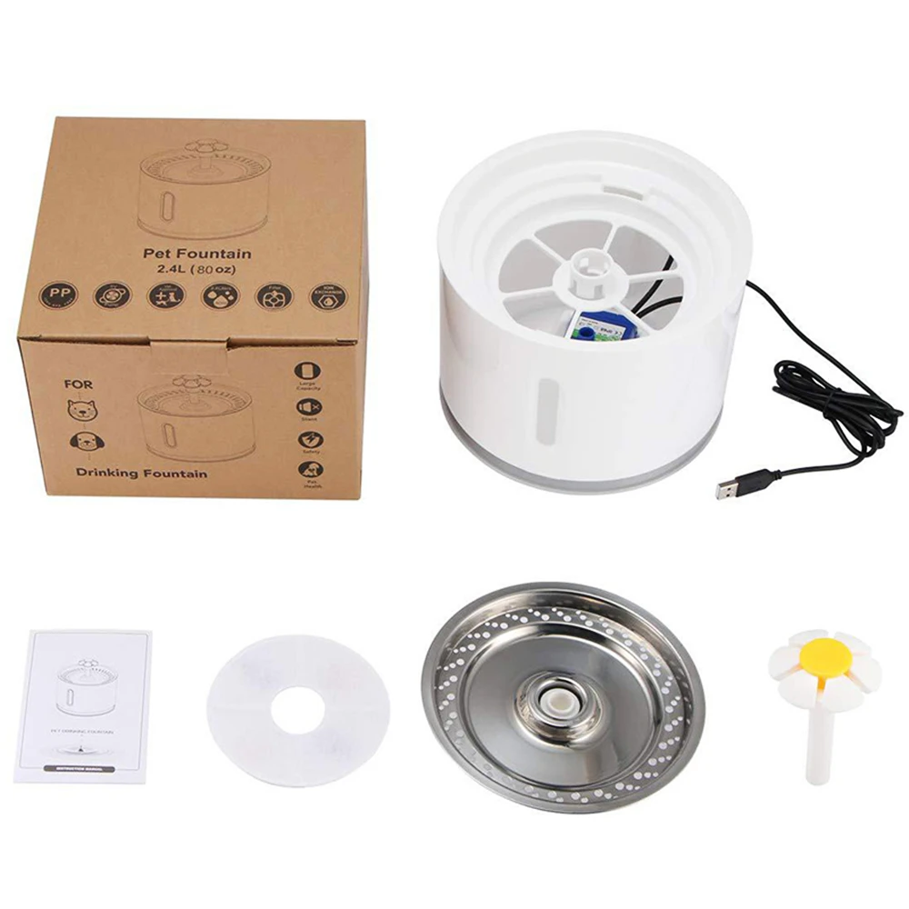 Чаша для фонтана кошек со светодиодной подсветкой 2 4 л Автоматическая поилка