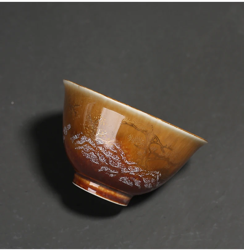 PINNY из расписного фарфора золото под стеклом Gaiwan пигментированные Керамические кунг-фу пиалы для чая Античная чайная чаша Chinaware