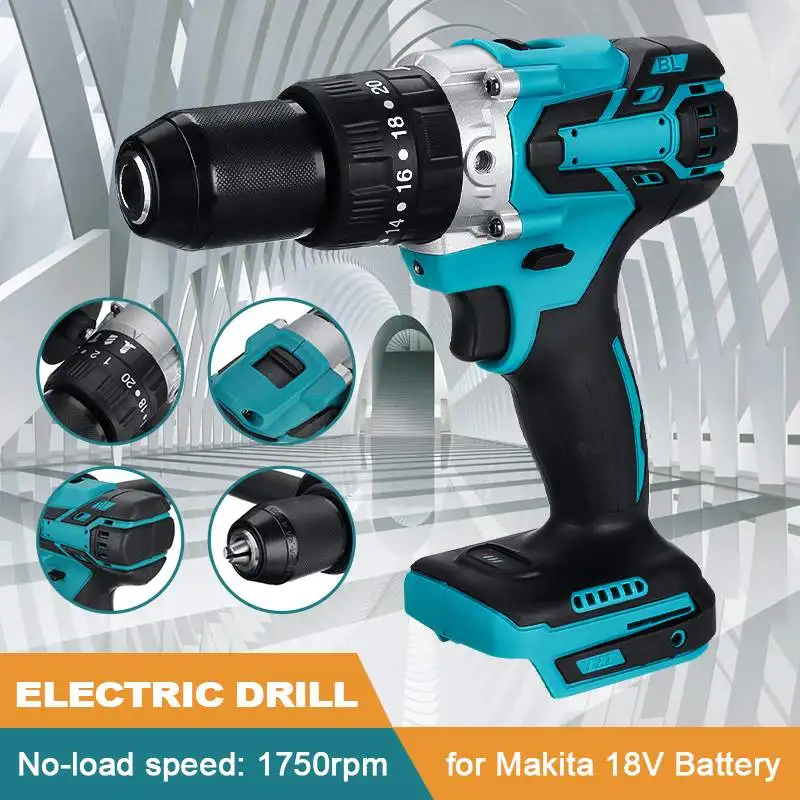 

13mm 3 IN 1 Impact Drill Screwdriver With Batteries Brushless Electric Hammer Drill for Makita 18V Battery Power Tools