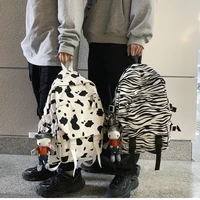 kawaii cow zebra women backpack print students school bag preppy girl book bag female laptop multi function couple bag