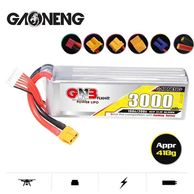 

2PCS/SET GNB HV 22.2V 3000mAh MAX 100C 6S Lipo Battery With XT60 XT90 T Plug For FPV Drone RC Helicopter Car Boat UAV RC Parts