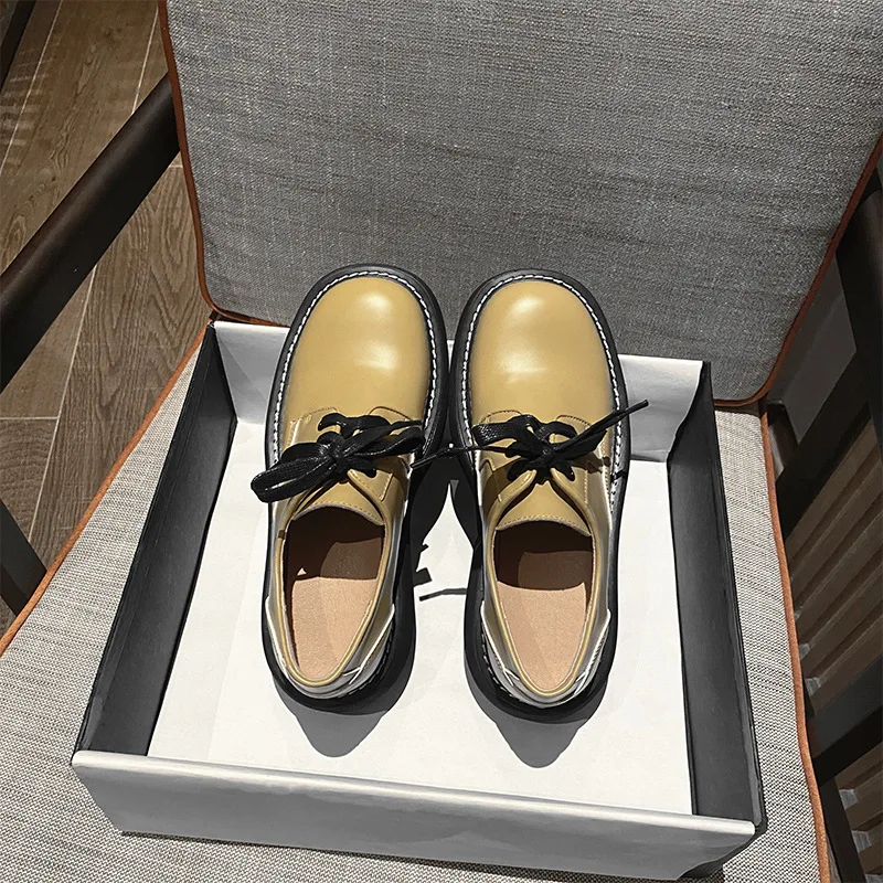 

35-41 Autumn New Height Increased Big Toe Shoes Round Toe Thick Bottom Lace-up Women Shoes 2021