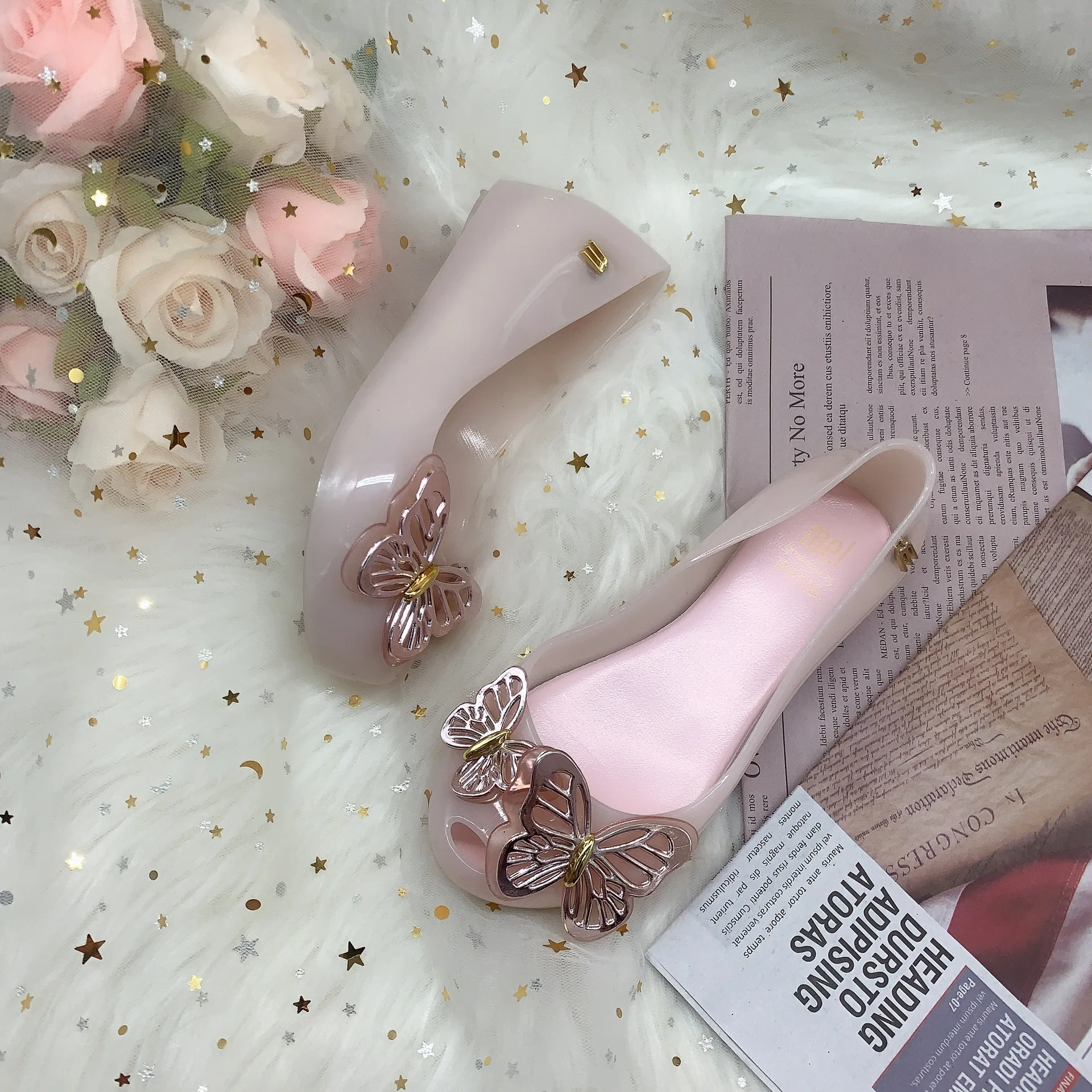 Новинка 2020 детские туфли желе Mini Melissa детская модная обувь принцессы с бабочками