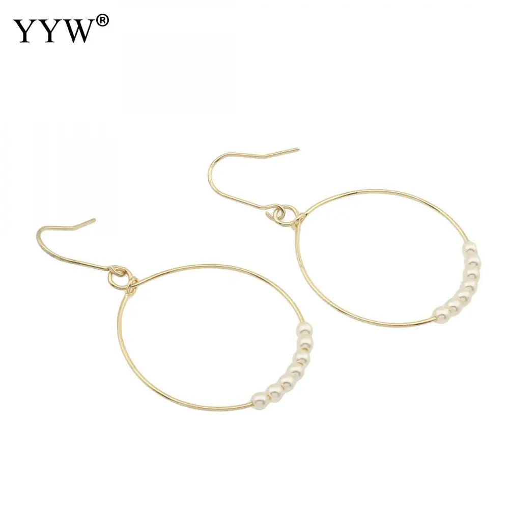 Женские полые круглые висячие серьги с пластиковым жемчугом модные стильные