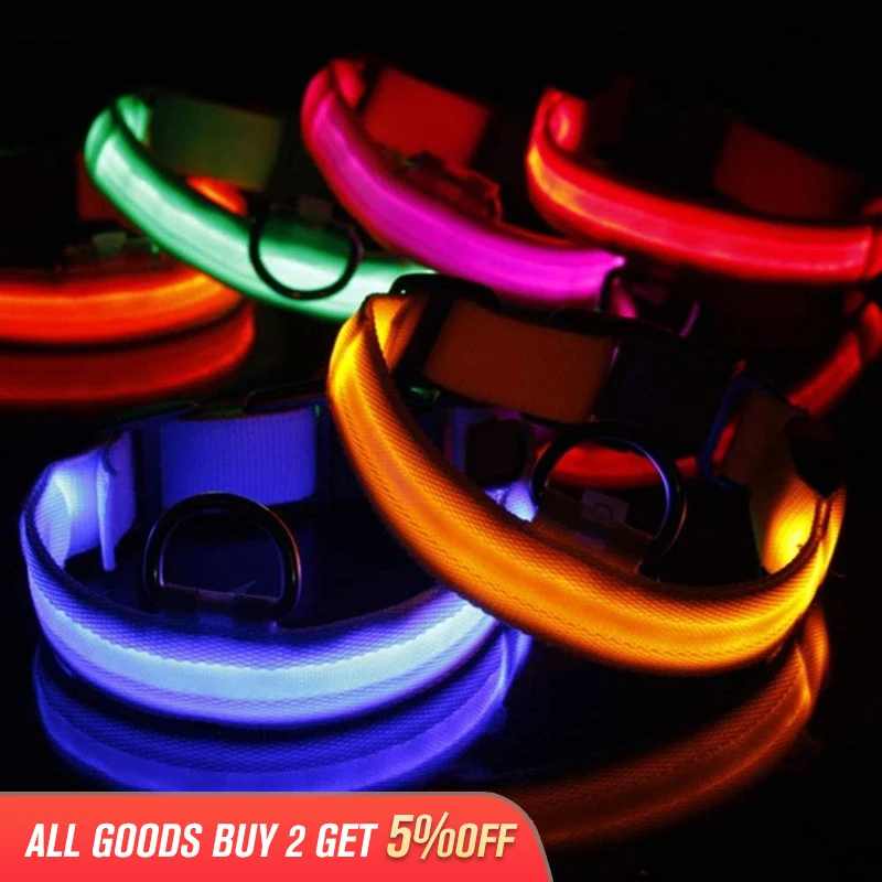 

Led Dog Collar Pet Products Supplies Puppies Dog Leash USB Charging Nylon Anti-Lost Night Safety Flashing Pet Collars
