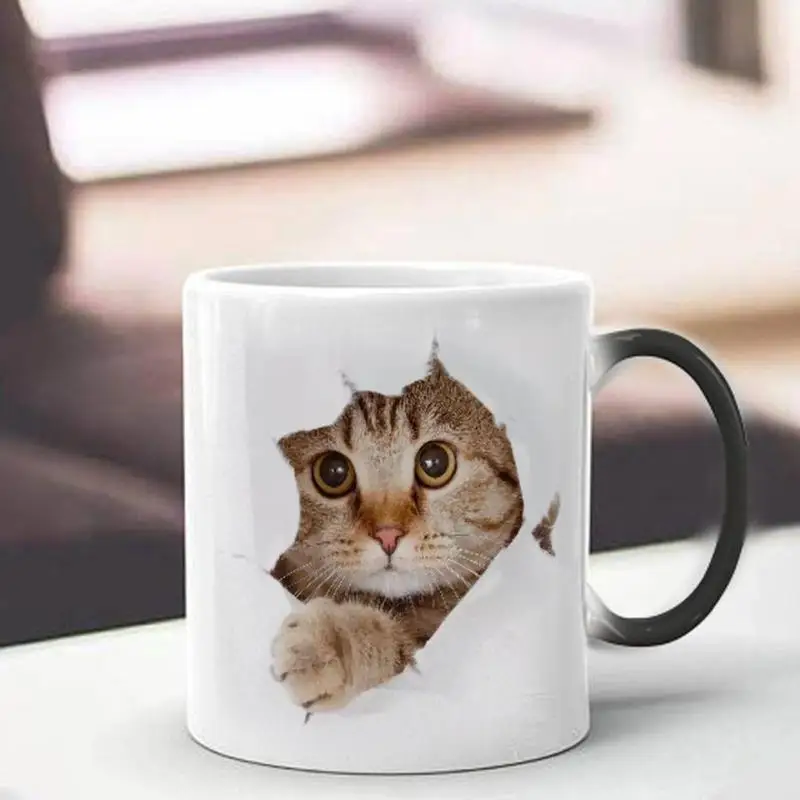 Креативная чашка с изображением милой кошки панды меняющая цвет хамелеон