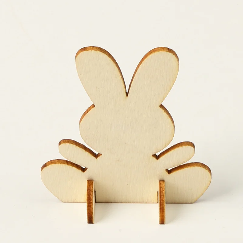 

10PCs Easter Bunny Piece Innovative Cute 3D DIY Wooden Ornaments Home Decor Craft Bunny Easter Decoration Home Table Decorations
