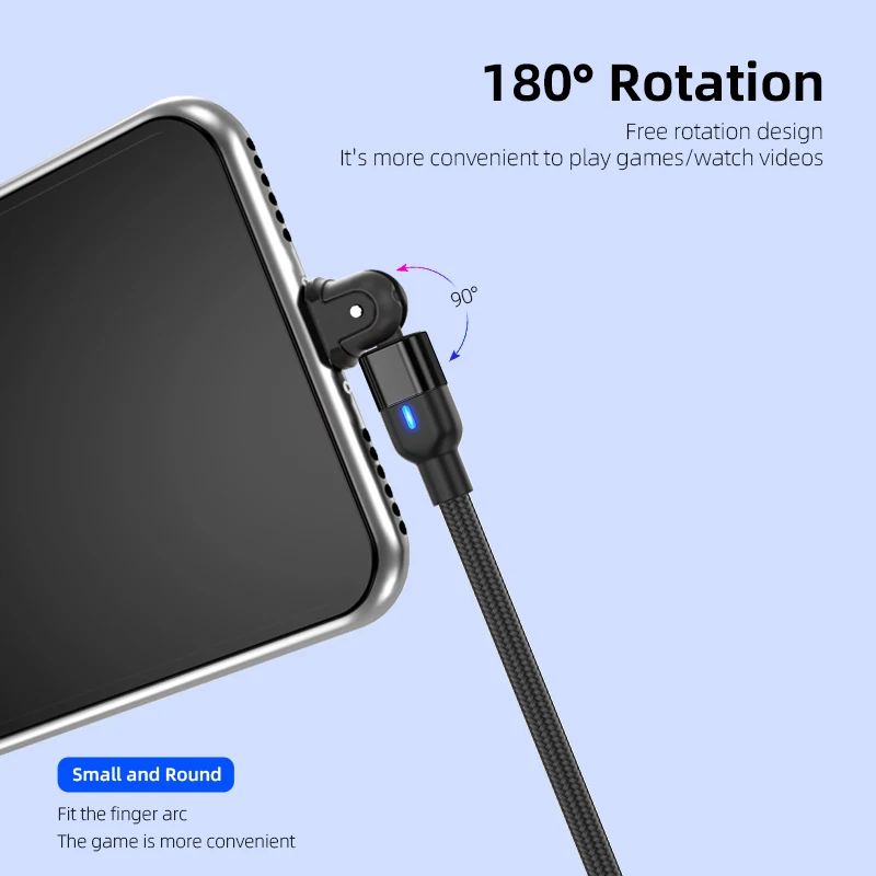 Кабель USB для iPhone 13 12 Pro Max 11 mini XR XS 8 7 6 Plus 5 180 SE с поворотом на 5s градусов быстрой
