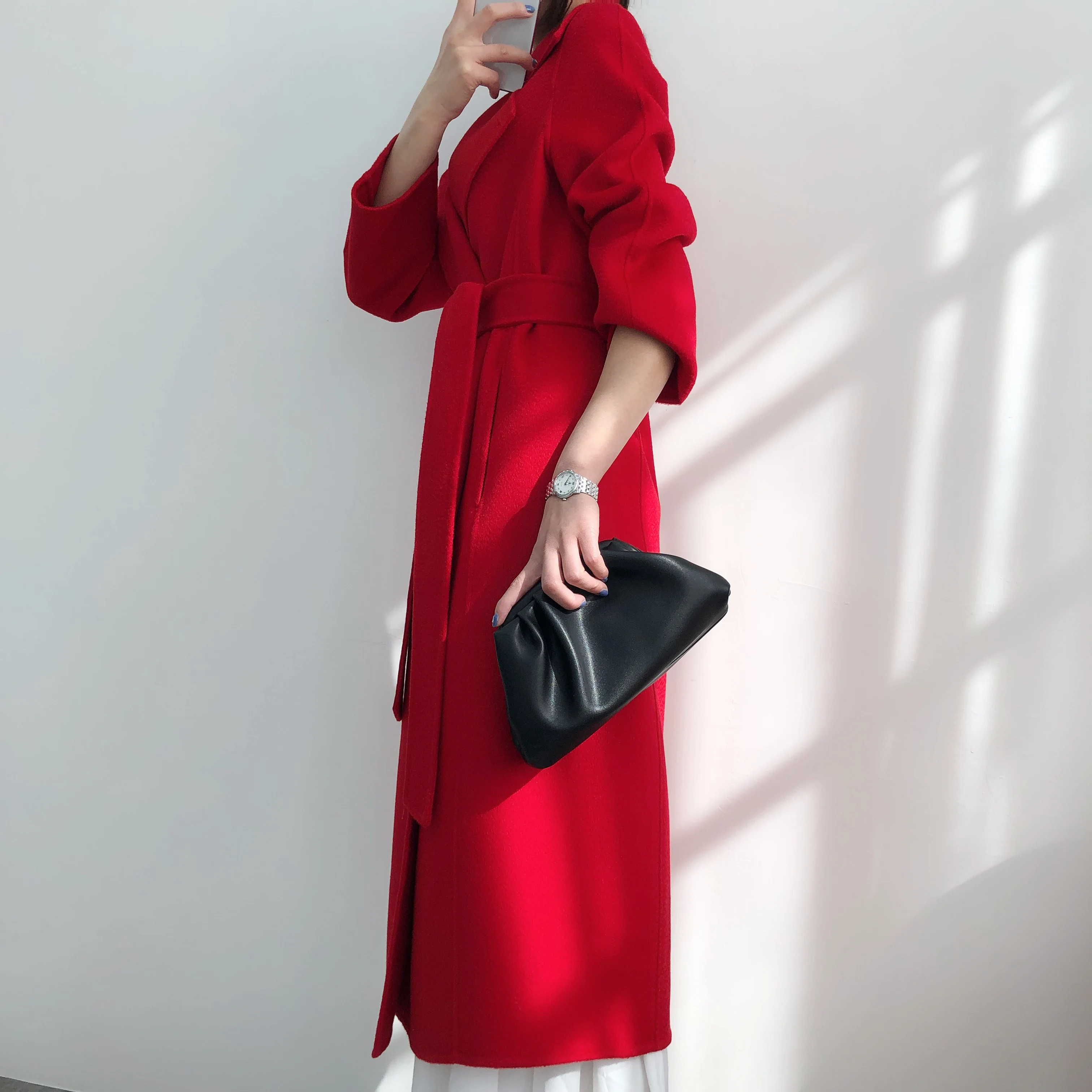 Новое модное женское длинное пальто С ВОЛНИСТЫМ ЭФФЕКТОМ на осень и зиму