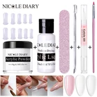 Набор для наращивания акриловых ногтей NICOLE DIARY, блестящий набор для нейл-арта, французская акриловая пудра, наборы для наращивания ногтей, хром