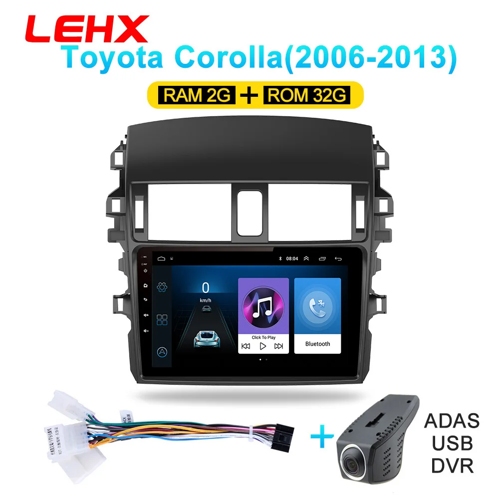 LE932A-DVR LEHX автомобильный Android 8,1 Радио мультимедийный плеер навигация gps для Toyota Corolla E140/150 2006 2007-2013 навигация wifi - Цвет: LE932A-DVR