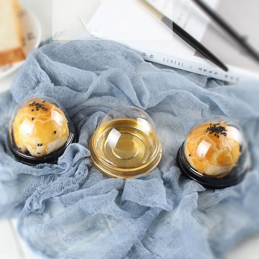 

50Pcs 7.4cmx7.4cmx4.8cm Cupcake Container Disposable Food Grade Plastic Single Dome Boxes Baking Packaging Box Of Egg Yolk