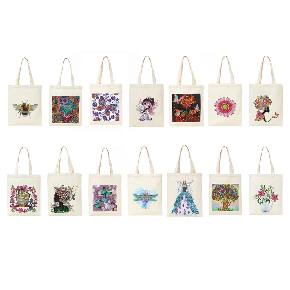 

DIY Diamond Painting Plant Animal Shopping Tote Bags Mosaic Kit Rhinestone Drawing Picture Set Art Craft Shoulder Handbags