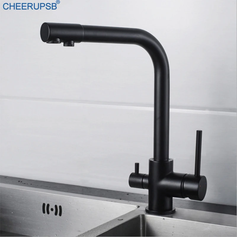 Смеситель для кухонной раковины матовый черный фильтрованный смеситель воды
